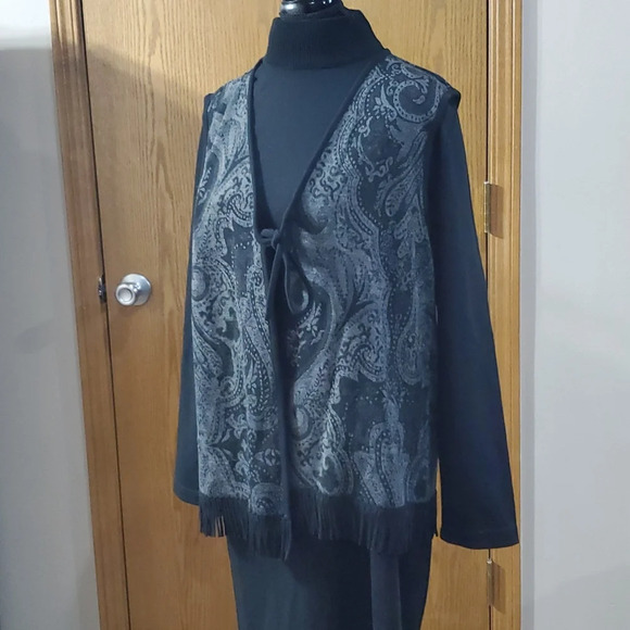 Lennie for Nina Leonard knit dress w attached fringe vest new with tags - Picture 1 of 9